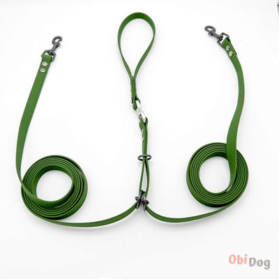 DuoFlex Hexa Double Dog Leash - Olive