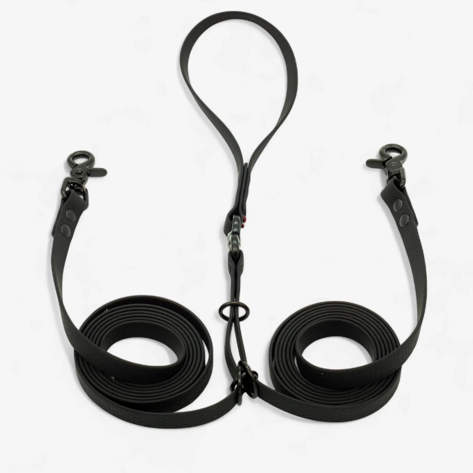 DuoFlex Hexa -talutushihna kahdelle koiralle – Musta