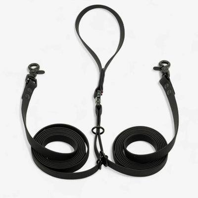 DuoFlex Hexa Double Dog Leash - Black
